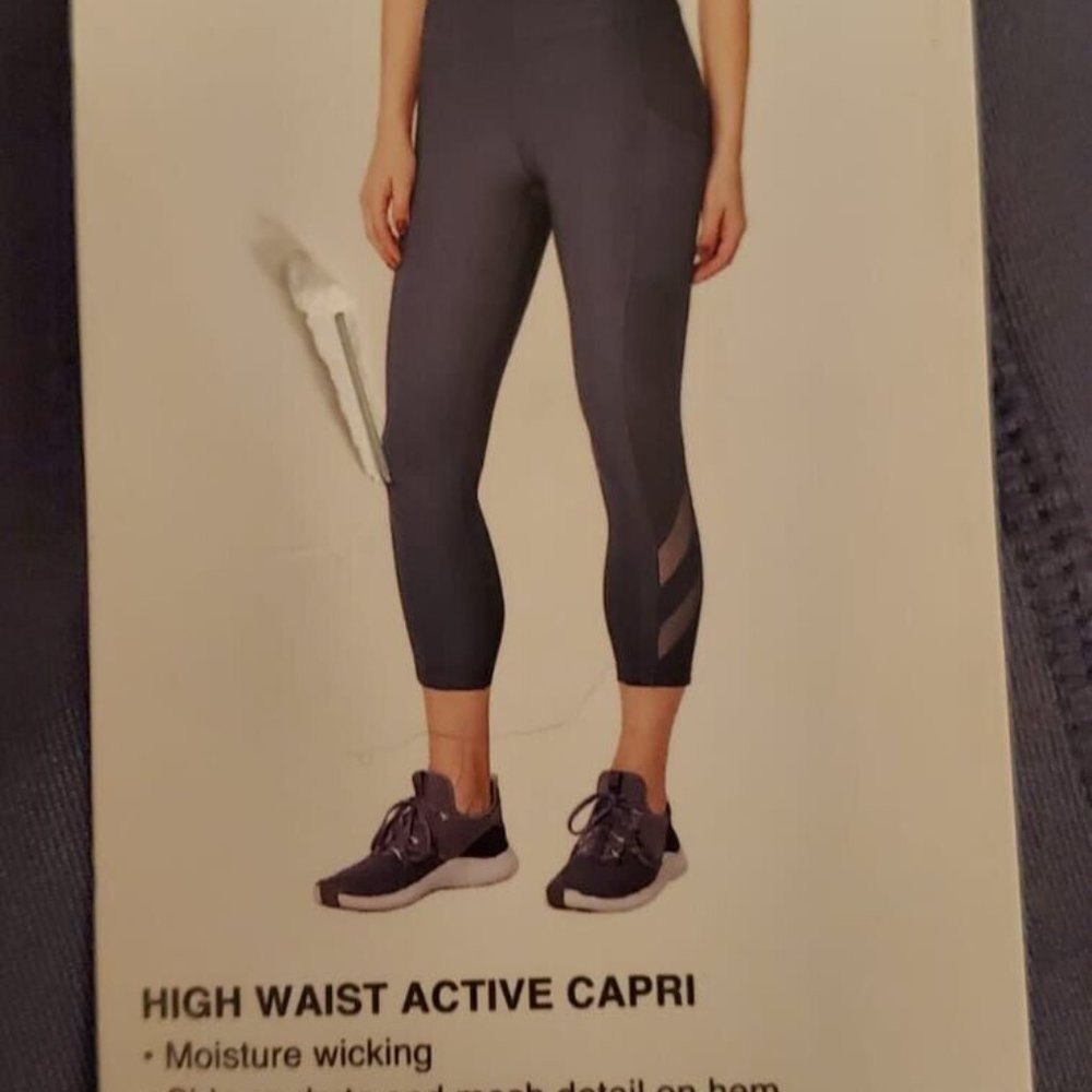Mondetta Womens High  Waist Active Legging Mesh Details Side Pockets small